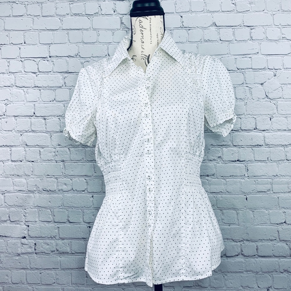 Andrew & Co polka dot Polk a dot blouse size XL
